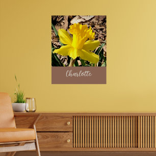 Yellow Spring Daffodil in the Garden Custom Name   Poster