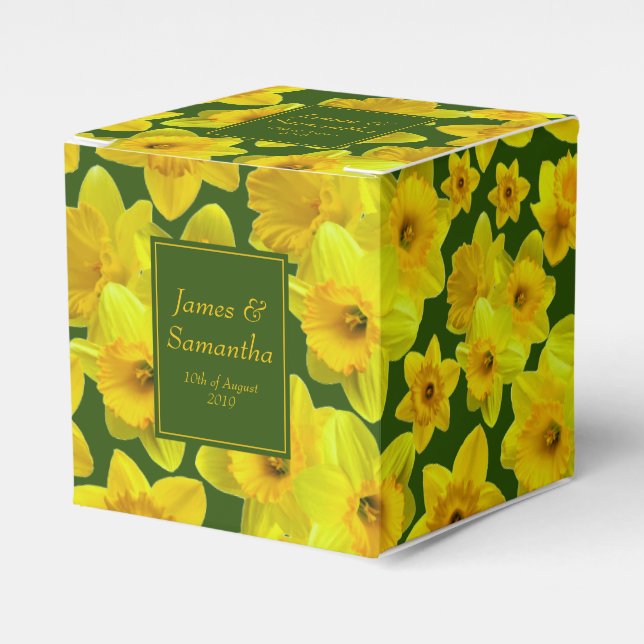 Yellow Spring Daffodil - Wedding Favour Box (Front Side)
