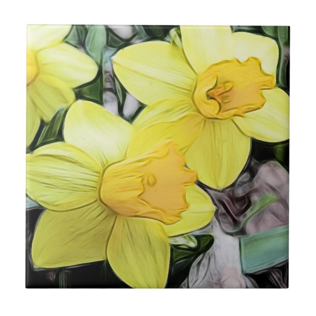 Yellow Spring Daffodils Ceramic Tile (Front)