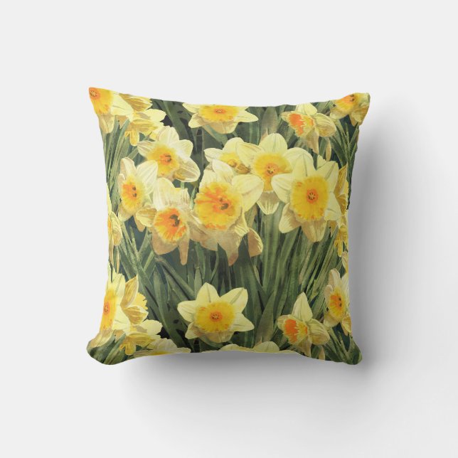 Yellow Spring Daffodils Cushion (Front)