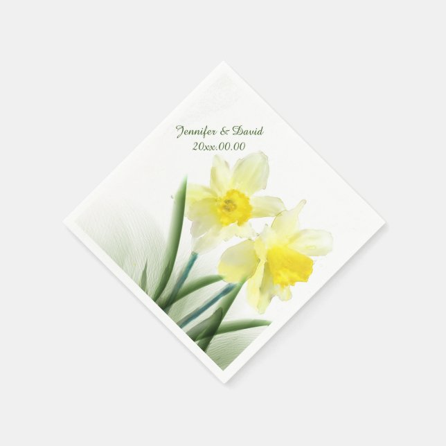 Yellow Spring Daffodils Custom Paper Napkins (Corner)
