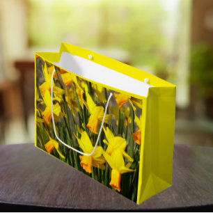 Yellow Spring Daffodils Floral Large Gift Bag