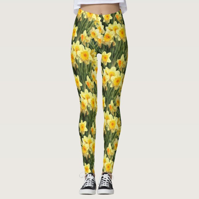 Yellow Spring Daffodils Leggings (Front)