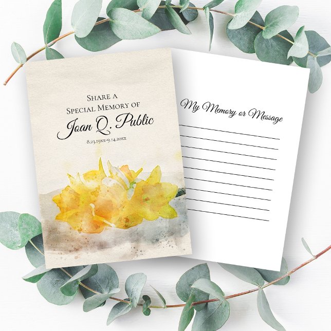Yellow Spring Daffodils Share Memory Funeral  Card (Creator Uploaded)