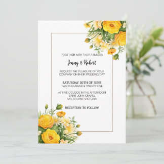Yellow Spring Day Bouquet Wedding Invitation