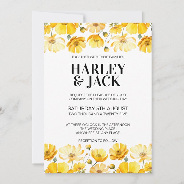 Yellow Spring Day Wedding Invitation (Front)