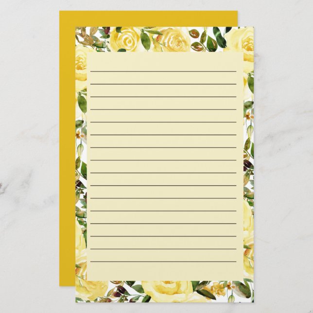 Yellow Spring Floral Lined Stationery (Front/Back)