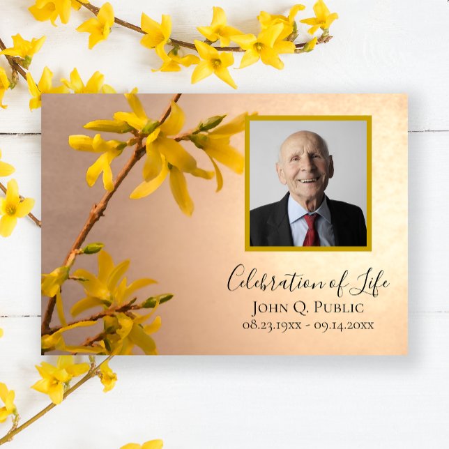 Yellow Spring Forsythia Flower Celebration of Life Invitation (Creator Uploaded)