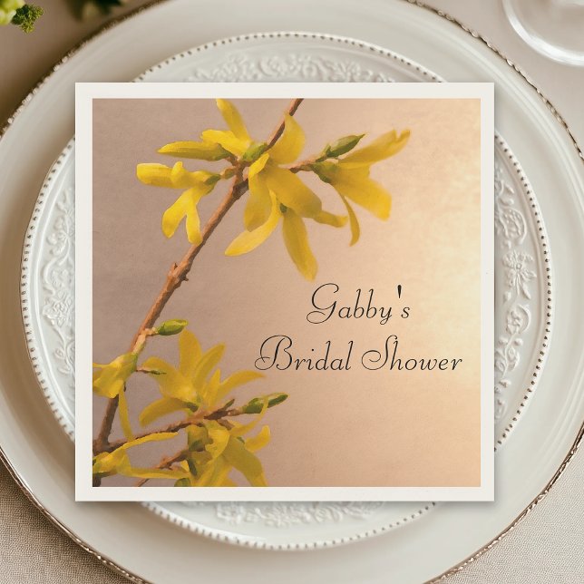Yellow Spring Forsythia Flowers Bridal Shower Napkin (Creator Uploaded)