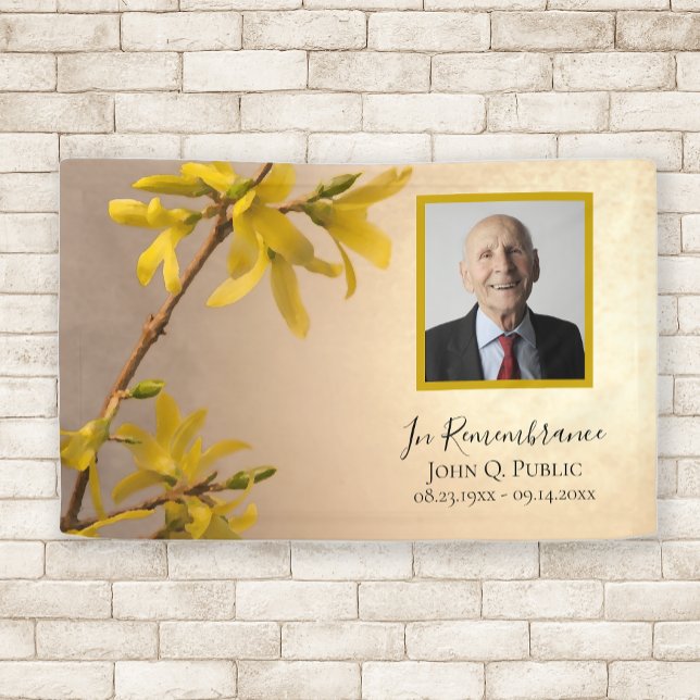 Yellow Spring Forsythia Flowers Funeral Memorial Banner (Creator Uploaded)
