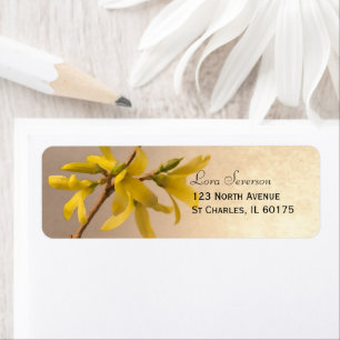 Yellow Spring Forsythia Flowers Return Address Label
