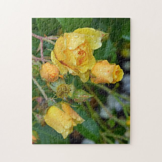 Yellow spring roses floral print puzzle (Vertical)