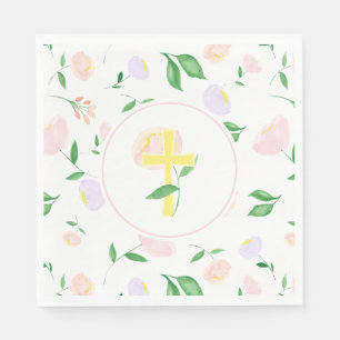 Yellow Spring Watercolor Floral Cross Napkin