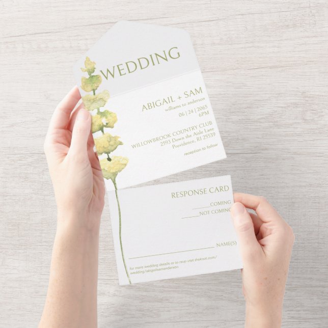 Yellow Spring Wildflower Wedding  All In One Invitation (Tearaway)