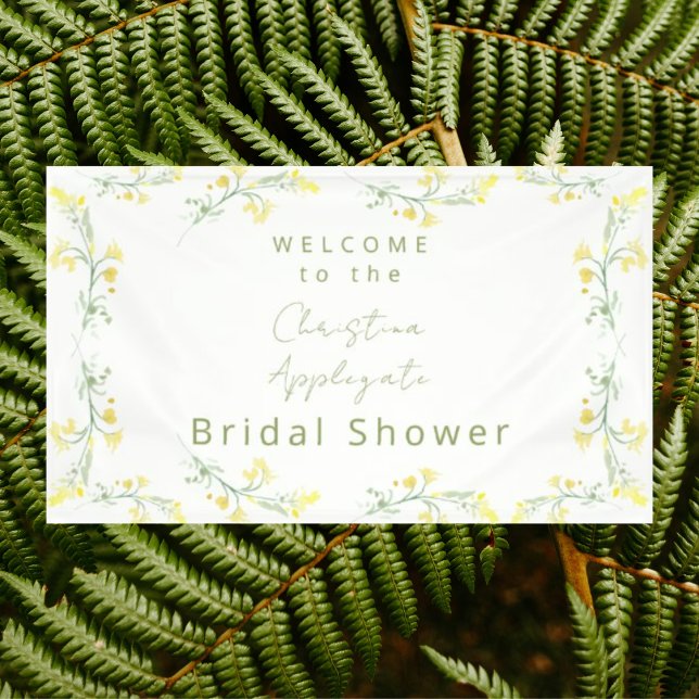 Yellow Spring Wildflowers White Bridal Shower  Banner (Creator Uploaded)