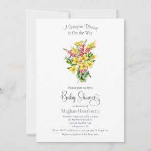 Yellow Springtime Florals Baby Shower  Invitation