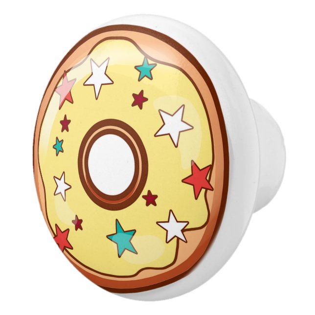 Yellow Sprinkled  Doughnut with Sprinkles Ceramic Knob (Right)