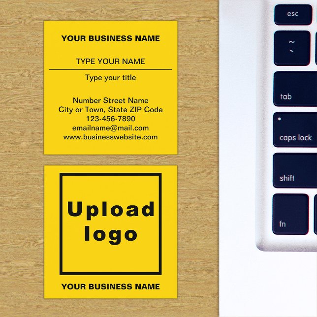 Yellow Square Business Card (The front and back of the yellow square business card)