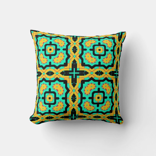 YELLOW SQUARE REFLETTION THROW PILLOW  (Front)