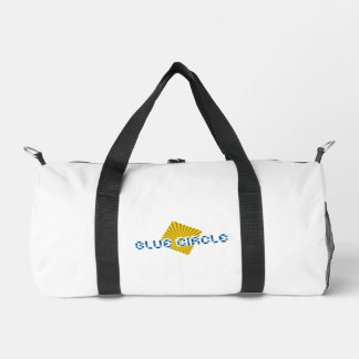 Yellow Square with Beams and Opposite Pixel Text Duffle Bag