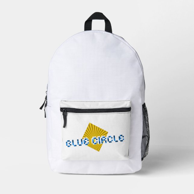 Yellow Square with Beams and Opposite Pixel Text Printed Backpack (Front)