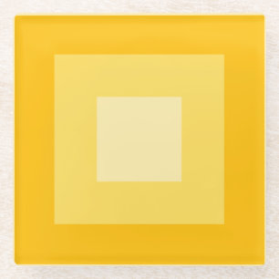 Yellow Squares Geometric Pattern Glass Coaster