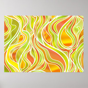 Yellow Stained Glass Abstract Poster