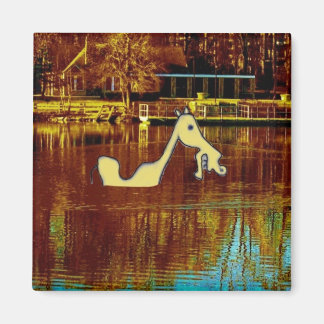 Yellow Stallion taking a Bath Magnet