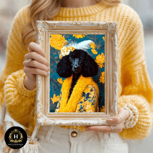 Yellow Standard Black Poodle Portrait Decoupage  Tissue Paper