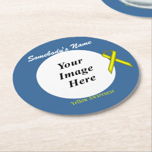Yellow Standard Rbn Template by Kenneth Yoncich Round Paper Coaster