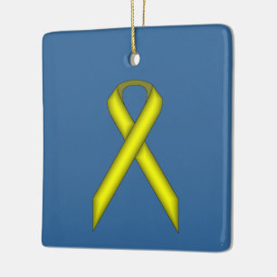 Yellow Standard Ribbon by Kenneth Yoncich Ceramic Ornament
