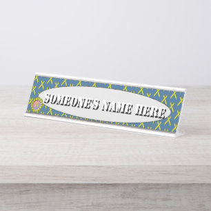 Yellow Standard Ribbon by Kenneth Yoncich Desk Name Plate