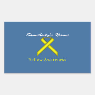 Yellow Standard Ribbon Rectangular Sticker