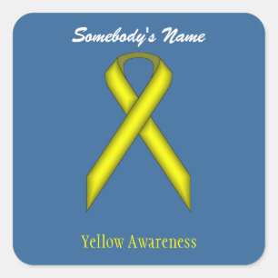 Yellow Standard Ribbon Square Sticker