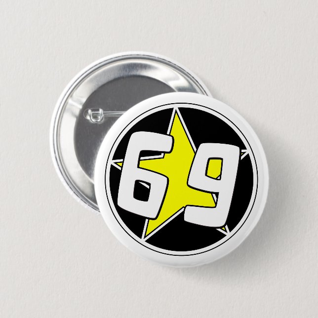 Yellow Star 69  6 Cm Round Badge (Front & Back)