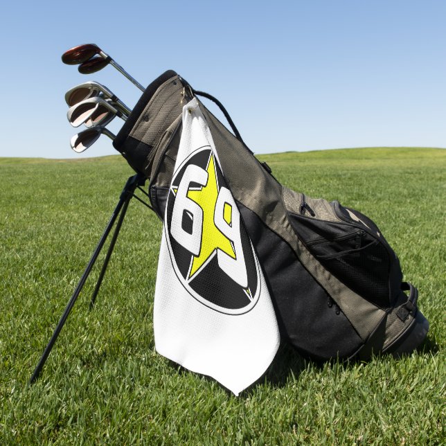 Yellow Star 69  Golf Towel (Green)
