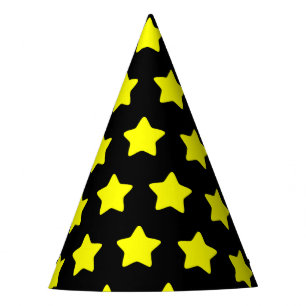 Yellow Star Black Party Hat