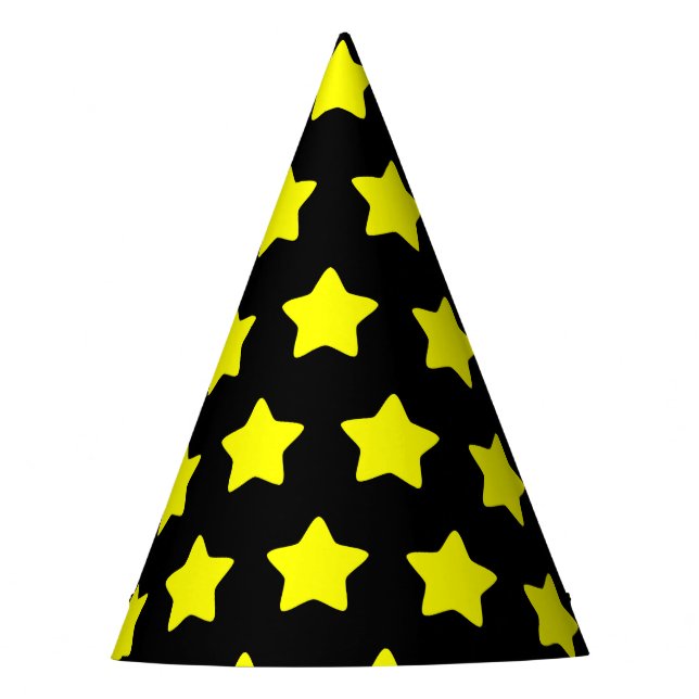 Yellow Star Black Party Hat (Front)