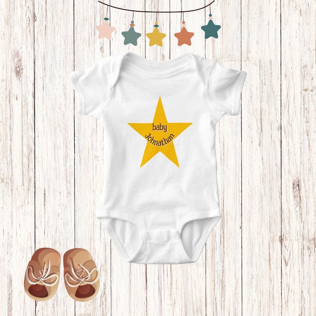 Yellow Star | Cute Adorable Unisex Monogram Baby Bodysuit (Creator Uploaded)