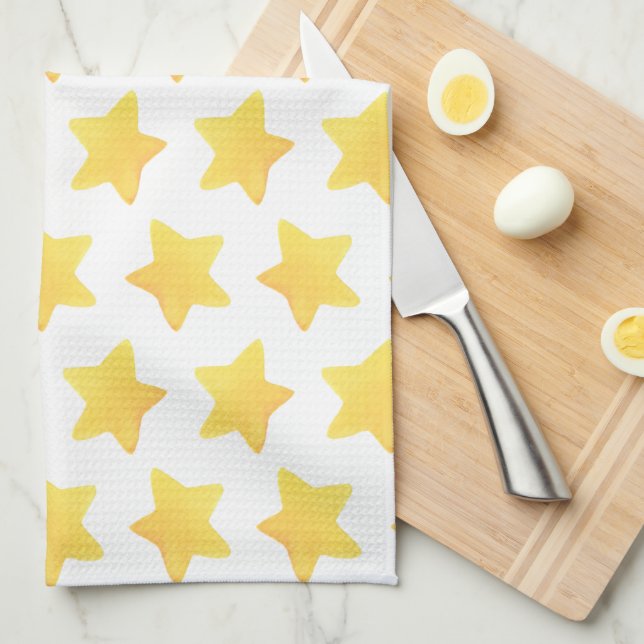 Yellow Star Kitchen Towel (Quarter Fold)