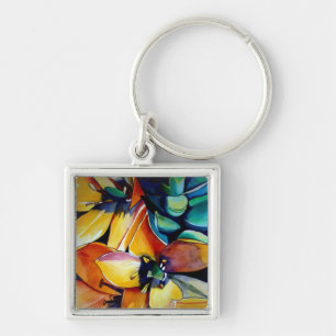 Yellow Star of Bethlehem flower watercolor art Key Ring