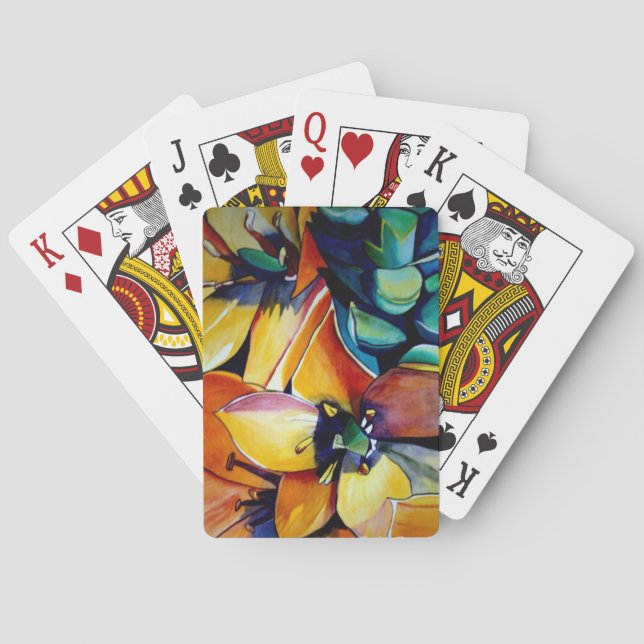 Yellow Star of Bethlehem flower watercolor art Playing Cards (Back)