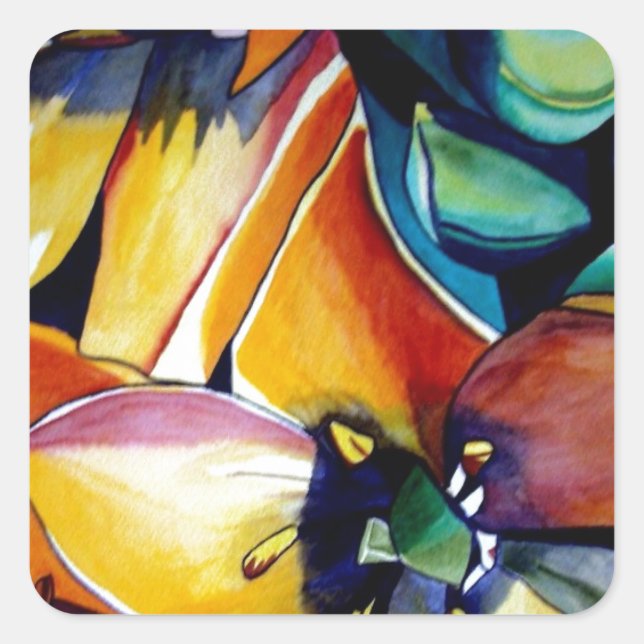 Yellow Star of Bethlehem flower watercolor art Square Sticker (Front)