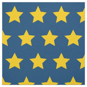 yellow star Pattern blue background Fabric