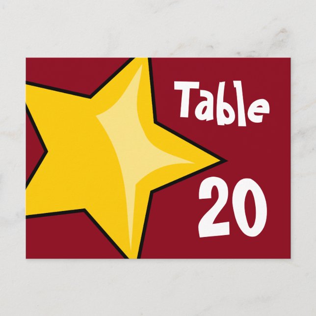 Yellow Star Table Number Postcard (Front)
