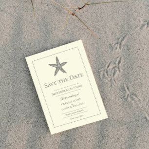 Yellow Starfish Monogram Photo Save The Date