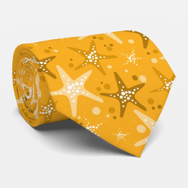 Yellow starfish pattern tie (Rolled)
