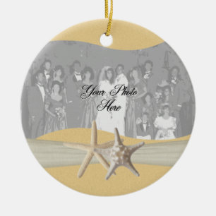 Yellow Starfish Photo Ceramic Ornament