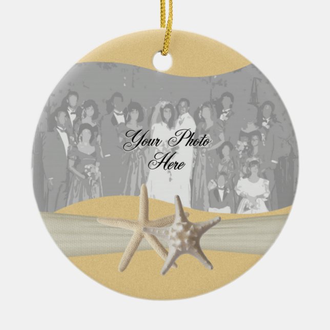Yellow Starfish Photo Ceramic Ornament (Front)