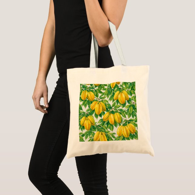 Yellow Starfruit Botanical Pattern Tote Bag (Front (Product))